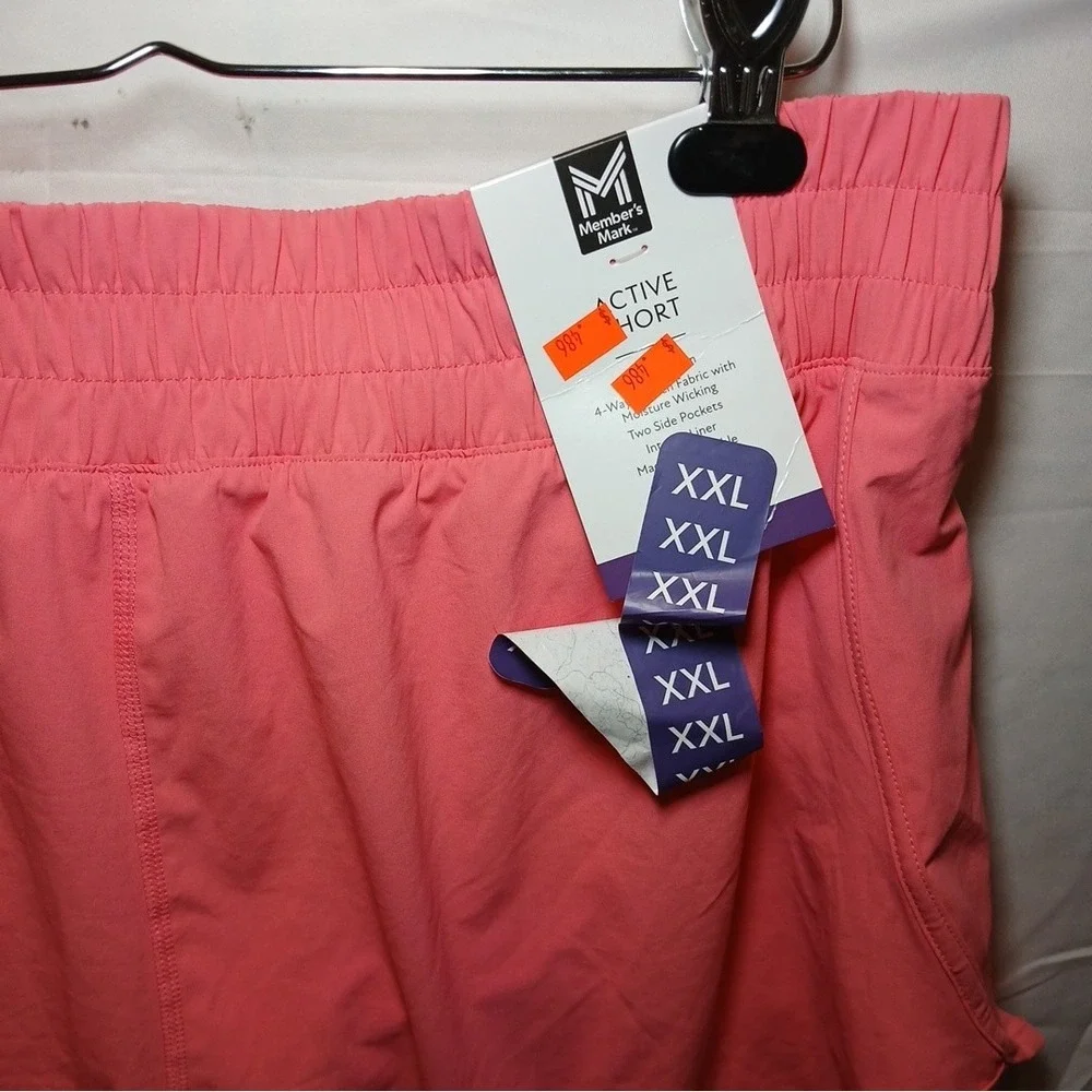 Members Mark Active Shorts Women's Size XXL Pink Elastic Waist NWT